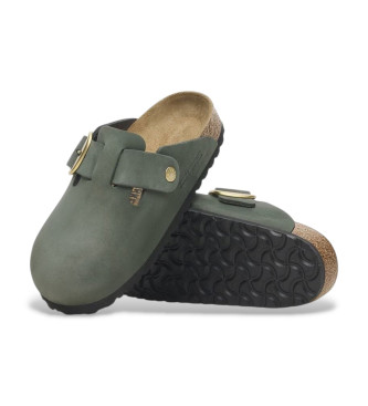 Birkenstock Boston Big Buckle Lder Clogs grn