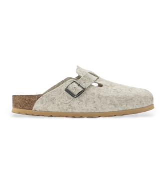 Birkenstock Boston Clogs aus Wolle grau