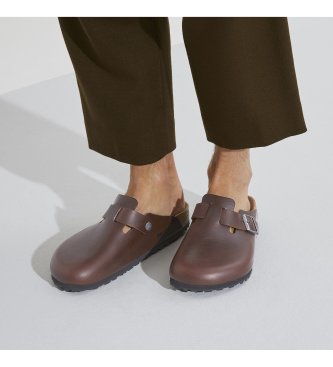 Birkenstock Sabots en cuir Boston Grip (Ajustement Régulier) Natural Roast