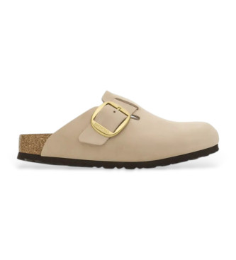 Birkenstock Zoccoli in pelle scamosciata beige Boston Big Buckle