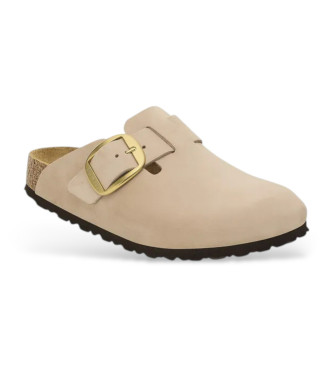 Birkenstock Zoccoli in pelle scamosciata beige Boston Big Buckle