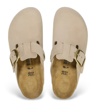 Birkenstock Zoccoli in pelle scamosciata beige Boston Big Buckle