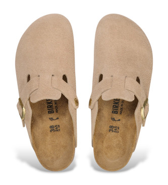 Birkenstock Leren Boston Klompen (Smalle Pasvorm) beige