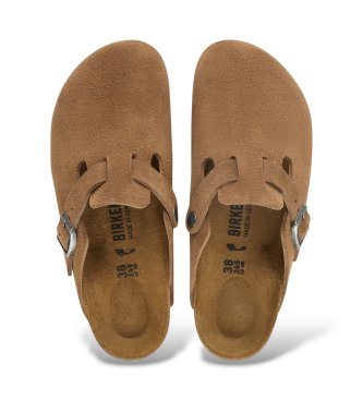 Birkenstock Sabots en Cuir Boston (Coupe Étroite) marron