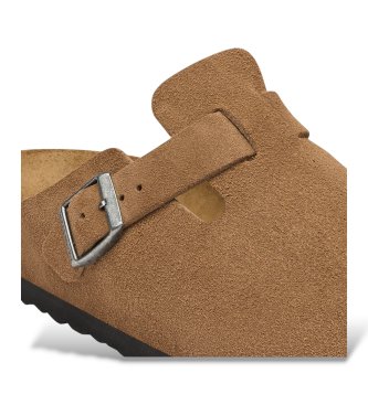 Birkenstock Sabots en Cuir Boston (Coupe Étroite) marron