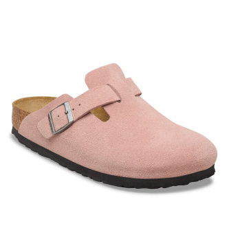 Birkenstock Zuecos de Piel Boston (Ajuste Estrecho) rosa