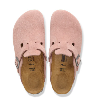 Birkenstock Zuecos de Piel Boston (Ajuste Estrecho) rosa