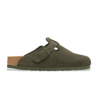 Birkenstock Sabots en cuir Boston (Coupe Étroite) vert