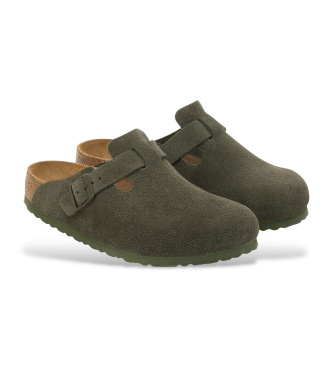Birkenstock Sabots en cuir Boston (Coupe Étroite) vert