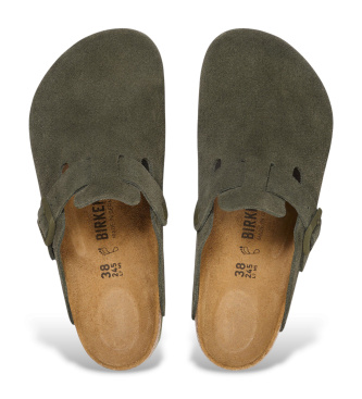 Birkenstock Sabots en cuir Boston (Coupe Étroite) vert