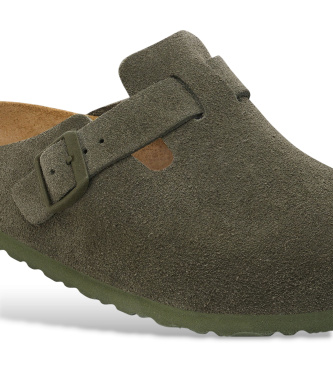Birkenstock Sabots en cuir Boston (Coupe Étroite) vert