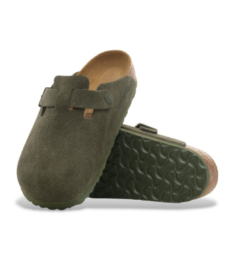 Birkenstock Sabots en cuir Boston (Coupe Étroite) vert