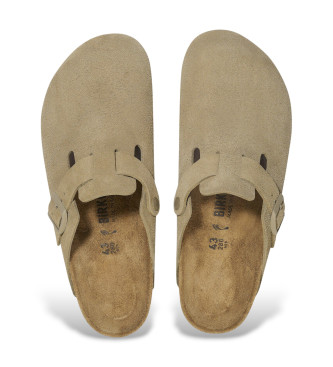 Birkenstock Tamancos de Couro Boston (Ajuste Estreito) verde pistache