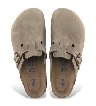 Birkenstock Sabots en Cuir Boston (Coupe Régulière) marron