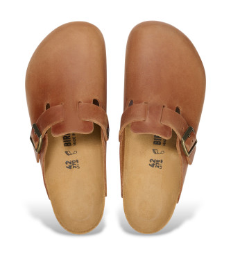 Birkenstock Zoccoli in Pelle Boston (Vestibilità Regolare) marrone