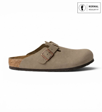 Birkenstock Tamancos de Couro Boston (Ajuste Regular) castanho