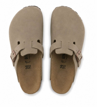 Birkenstock Tamancos de Couro Boston (Ajuste Regular) castanho
