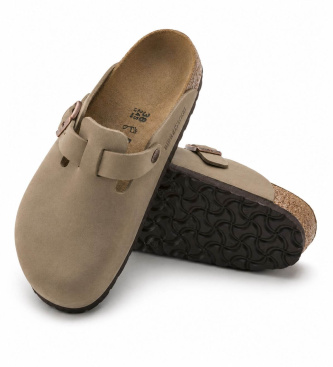 Birkenstock Tamancos de Couro Boston (Ajuste Regular) castanho