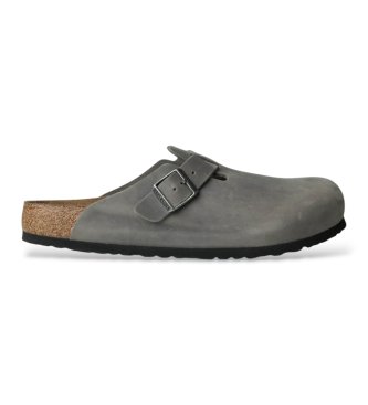 Birkenstock Sabots en Cuir Boston (Ajustement Régulier) noir