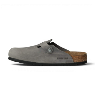 Birkenstock Sabots en Cuir Boston (Ajustement Régulier) noir