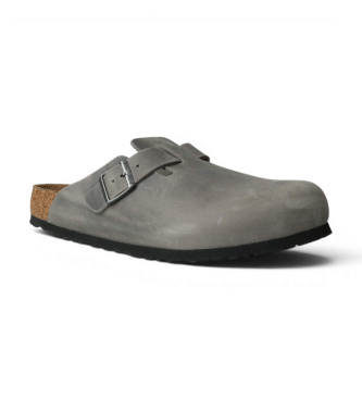 Birkenstock Sabots en Cuir Boston (Ajustement Régulier) noir