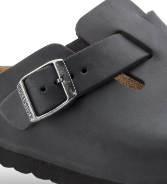 Birkenstock Sabots en Cuir Boston (Coupe Régulière) noir