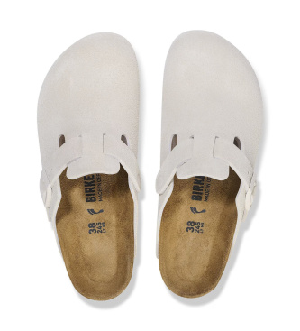Birkenstock Zuecos de Piel Boston (Ajuste Regular) beige