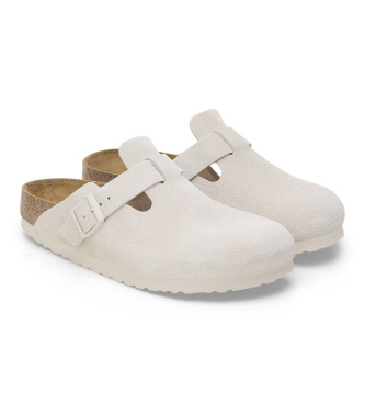 Birkenstock Chodaki skórzane Boston (Wąskie dopasowanie) beżowe