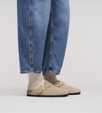 Birkenstock Sabots en cuir Boston beige