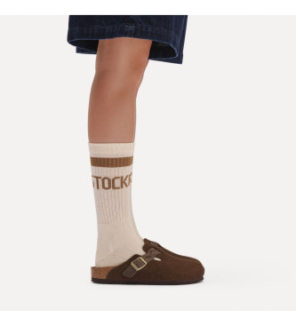 Birkenstock Leather Clogs Boston Braided dark brown