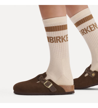 Birkenstock Leather Clogs Boston Braided dark brown