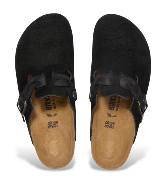 Birkenstock Zoccoli Boston in pelle intrecciata neri