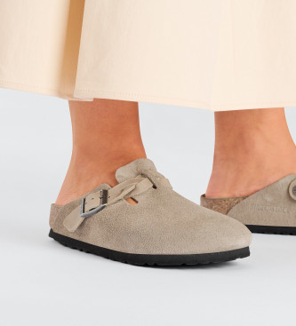 Birkenstock Boston Braided Leather Clogs taupe