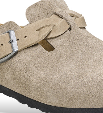 Birkenstock Boston Braided Leather Clogs taupe