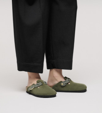 Birkenstock Sabots en cuir tress Boston vert