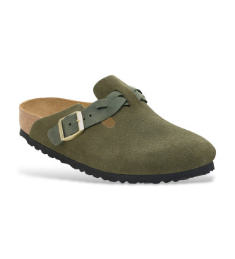 Birkenstock Sabots en cuir tress Boston vert
