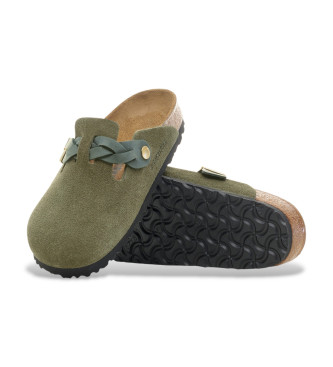 Birkenstock Sabots en cuir tress Boston vert