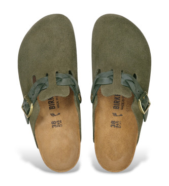 Birkenstock Sabots en cuir tress Boston vert