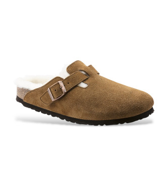 Birkenstock Boston Leather Clogs with brown lambs wool