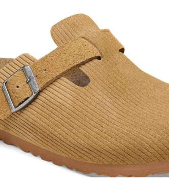 Birkenstock Brązowe skórzane chodaki Boston