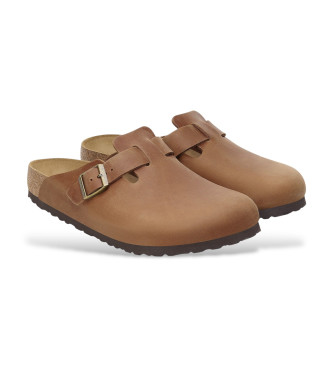 Birkenstock Leder Clogs Boston braun
