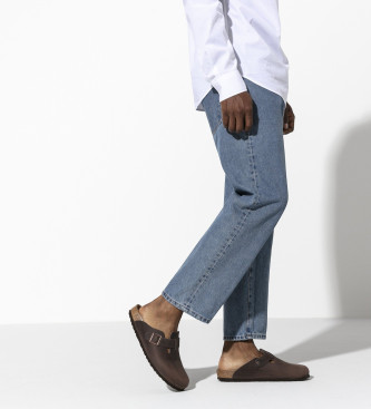 Birkenstock Usnjeni cokli Boston rjave barve