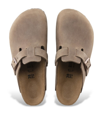 Birkenstock Zoccoli Boston in pelle marrone