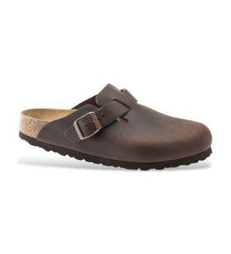 Birkenstock Brown Boston Oiled Leather Clogs (Narrow Fit)
