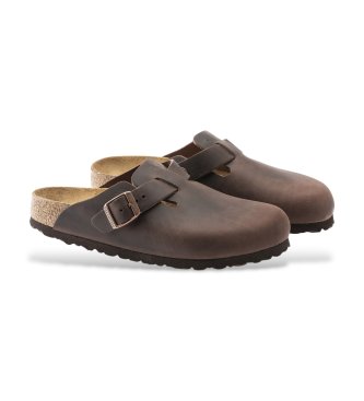 Birkenstock Brown Boston Oiled Leather Clogs (Narrow Fit)