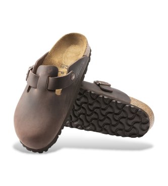 Birkenstock Brown Boston Oiled Leather Clogs (Narrow Fit)