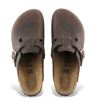 Birkenstock Brown Boston Oiled Leather Clogs (Narrow Fit)