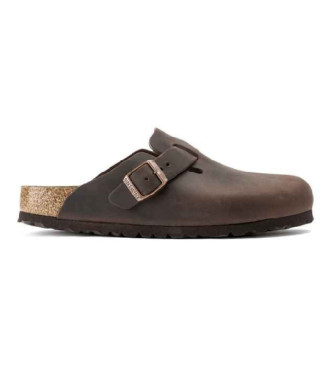 Birkenstock Boston Naoljeni rjavi usnjeni cokli