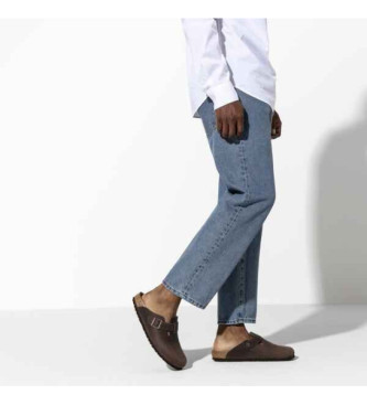 Birkenstock Boston Naoljeni rjavi usnjeni cokli
