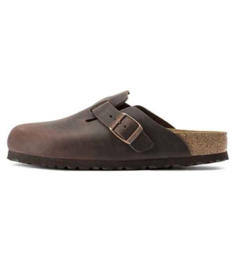 Birkenstock Boston Naoljeni rjavi usnjeni cokli